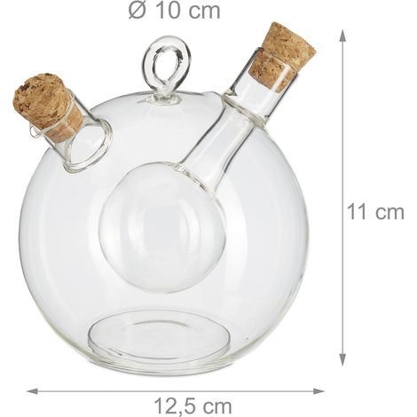 Bottiglia distributore di olio e aceto decorativa per cucina 11 x 12,5 x 10 cm in vetro trasparente 130007932