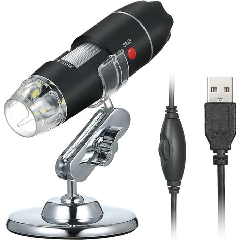 USB-Digitalmikroskop mit 1600-facher Vergrößerung, Kamera, 8 LEDs und Stativ, tragbar, handlich, Inspektionsvergrößerung