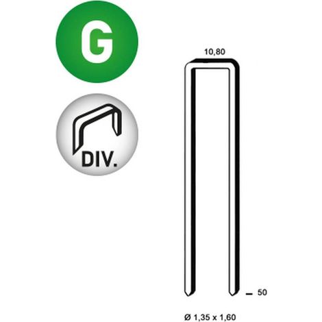 10 400 Agrafes Divergentes L-50 - 10.8x50x1.35x1.6 mm - D-Work