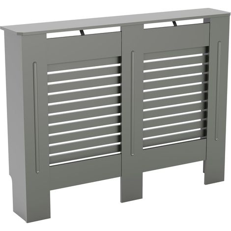 Milton Radiator Cover MDF Modern Cabinet Slatted Grill, Grey, Medium