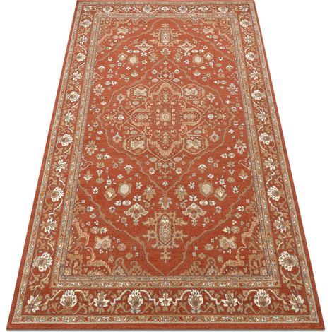 Tappeto in lana SOHO 477.01.LA301 OSTA Ornamento, cornice naturale terracotta / beige orange 240x340 cm