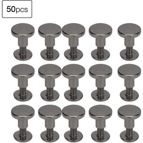 50 Pièces Rivets en Cuivre Pur à Tête Plate de 8mm pour Reliure de Carnets, Vis à Courroie en Cuir, Kit de Fixation - Couleur Pistolet (1/5)