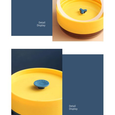 Tasse à soupe portable et stable en plastique, 500 ml, avec couvercle et cuillère, idéale pour le bureau et l'école. Couleur : bleu. (1/5)