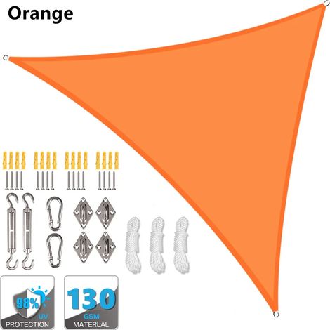 (Orange, accessoires de montage inclus, 300 x 300 x 300 cm) Auvent triangulaire étanche, pergola d'extérieur, voile d'ombrage pour terrasse de jardin et piscine (1/5)