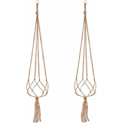 Makramee-Pflanzenampel-Set, Hängeblumentopf, für hängende Blumentöpfe, Hängepflanzenampel, Balkondekoration, 4 Seilbeine, 105 cm, 2 Stück (1/5)