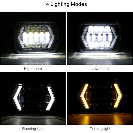 Phare avant carré à LED 5x7 pouces, feux de route/croisement, compatible Jeep (1/5)