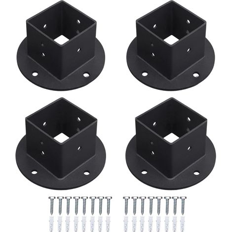 de 4 supports carrés métalliques robustes pour poteaux de