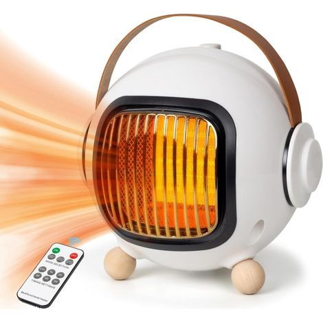 Chauffage Radiateur Soufflant, 800W Radiateur électrique avec télécommande à 3 modes pour salle de bain, chambre à coucher, bureau (1/4)