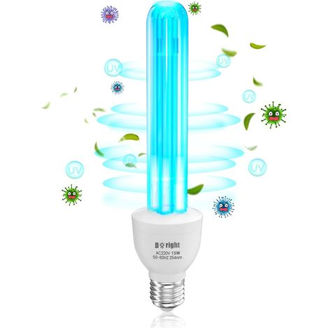 1 Ampoule UV Ozone E27 15W Stérilisation UVC 254nm Quartz AC220-240V pour Cuisine Chambre