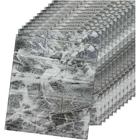Lot de 10 panneaux muraux adhésifs en mousse imitation brique 3D, 35 x 38,5 cm. (1/5)