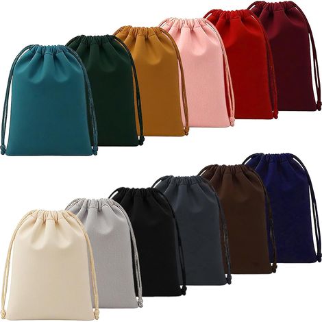 12 Pièces Pochette Velours 25x20 cm Sacs à Bijoux en Velevet 12 Couleurs Sac Tissu Cordon Pochette Cadeau pour Bijoux Bracelets Bagues Mariage Anniversaire Cadeaux de Noël (1/5)