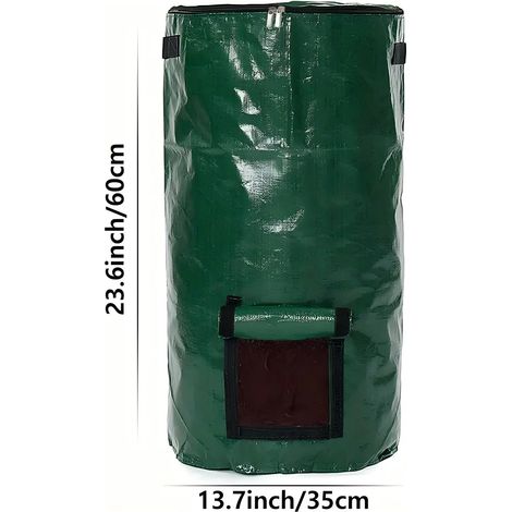 Sac à compost scellé (vert armée) pour feuilles mortes, engrais organique, seau à compost pour un jardinage domestique écologique (1/4)