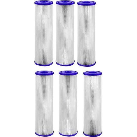 Cartuccia filtrante plissettata da 20 micron per sedimenti, 25,4 cm x 6,4 cm, di ricambio per il filtro dell'acqua domestico WFPFC3002, confezione da 6 (1/5)