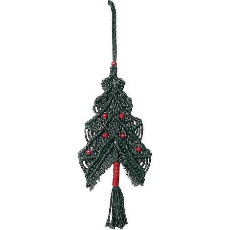 Ornement de Noël suspendu, sapin de Noël tissé à la main (vert) (1 pièce) (1/5)