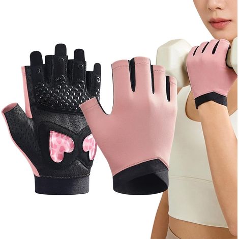 Gants de cyclisme femme demi-doigts avec protection  Gants de musculation antidérapants pour haltérophilie, fitness, yoga, cyclisme, bateau, escalade, fauteuil roulant