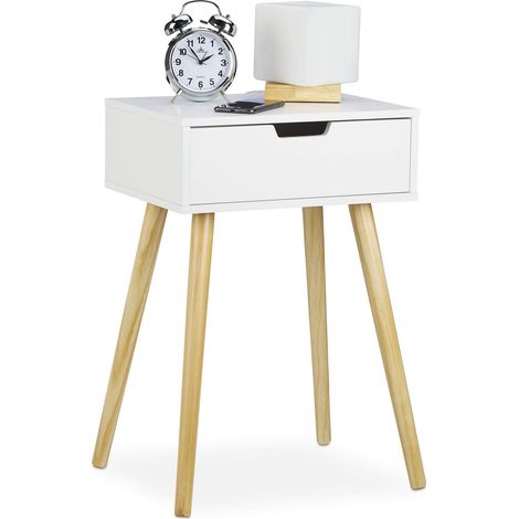 Table de chevet, petit meuble, design moderne,1 tiroir, pour lit avec sommier 60x40x30cm, nature, MDF, 60 x 40 x 30 cm (1/5)