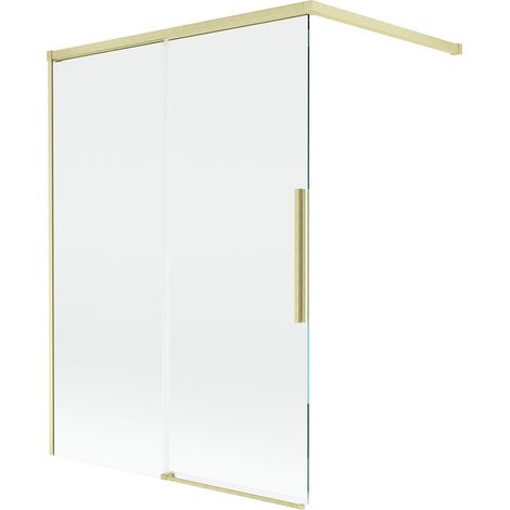 Mexen Rox mampara de ba帽o de 2 alas corredizas 120 x 150 cm, transparente, dorado cepillado - 8C9-120-003-55-00