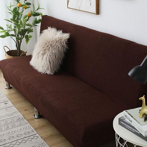 Bardusch-Housse sans bras couleur unie, convertible lit 3 places, marron foncé, 150-190 cm (1/4)