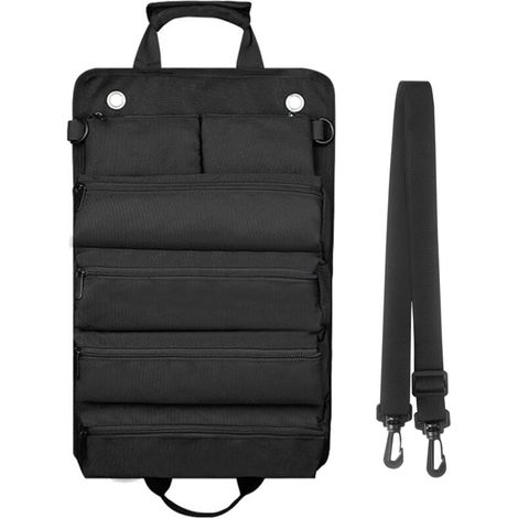 Bolsa de herramientas enrollable para hombre y mujer, resistente, impermeable, con correa de hombro multifuncional, portátil y resistente, color negro. (1/5)