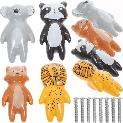 Boutons de tiroir en céramique à motifs animaux, lot 8 pour (1/5)