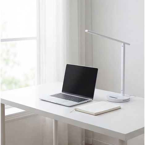 Avance Flexo led táctil con Regulador de Intensidad y Temperatura de luz. Cargador para móvil de inducción. Blanco.