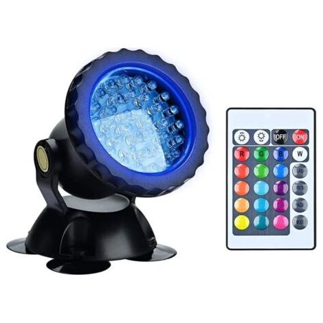RGB Projecteur Aquarium,sous-Marine Eclairage Submersible pour Poisson, LED étanche IP68 Lampe Angle Réglable Lumière avec Télécommande pour Jardin Pond Piscine Fontaine (1 Pack) [Classe énergétique A (1/5)