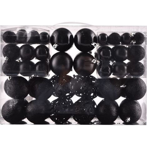 Weihnachtskugeln, Weihnachtsdekorationsset, Weihnachtsbaumschmuck, Heimdekoration (100 Stück, schwarz). (1/5)