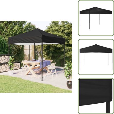 The Living Store Tente de réception pliable Noir 3x3 m - Tente Pliante - Gazebo - Parasol - Abri Extérieur - Tonnelle (1/5)