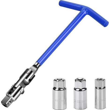 Llave para bujías/llave de vaso giratoria para bujías, para bujías de 16 mm, 18 mm y 21 mm, color azul. (1/5)