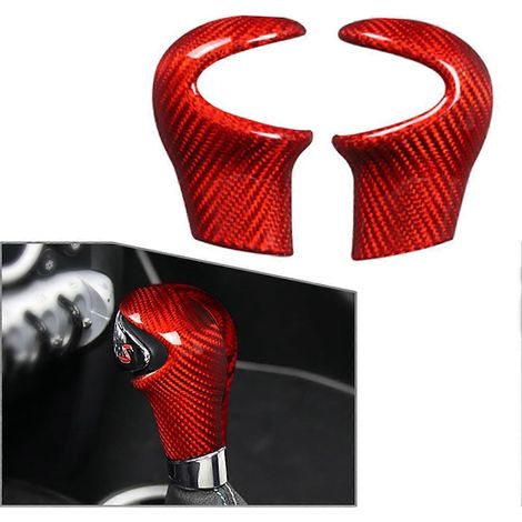 Housse de pommeau de levier de vitesse en fibre de carbone pour Mini Cooper R55 R56 R57 R58 R59 R60 - Autocollant décoratif noir/rouge