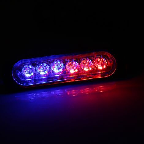 2x 12V 6 LED-Blitzlichter für Pkw und Lkw - Notfallwarnung, blinkend rot und blau (1/5)
