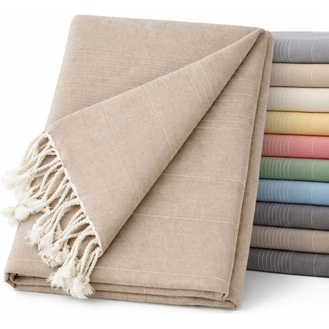 Couvre-lit Multifonction léger et élégant pour canapé ou lit 180 x 260 cm Beige (1/5)