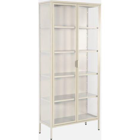 Credenza in acciaio e vetro temperato 2 porte, 180cm