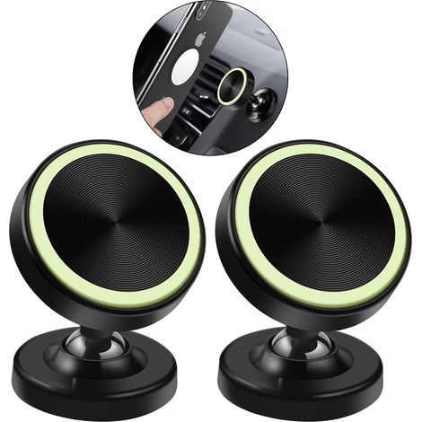 2 Pack Support Aimant Portable Voiture,Magnétique Aimanté Porte Téléphone Rotation 360° Compatible pour Tous Les Smartphone (1/5)