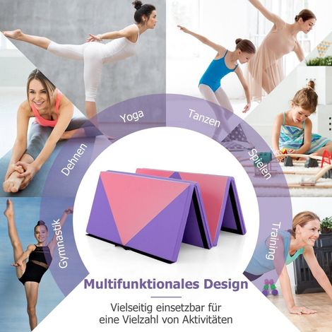 Klappbare Weichbodenmatte Tragbar Gymnastikmatte Yogamatte 240 x 117 x 5 cm Violett