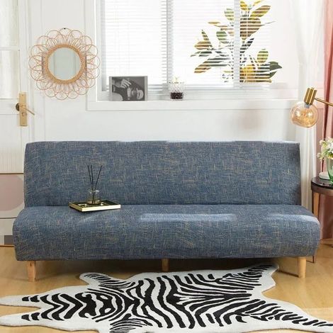 Housse de Canap Extensible sans Accoudoirs Universelle Facile Installer et Nettoyer Bleu couleurs multiples LARGEIGHT (1/4)