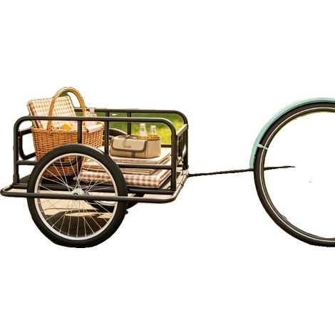 Remolque para bicicleta, alta capacidad de carga, diseño plegable, negro. (1/5)