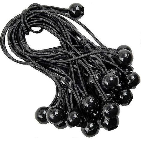 Élastiques à boules pour banderoles - 25 tendeurs noirs de 20 cm pour bâche (1/2)