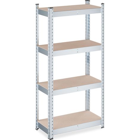 Étagère charge lourde réglable pour garage cave 120 x 60 x 30 cm avec 4 rayons pratiques en acier gris (1/5)