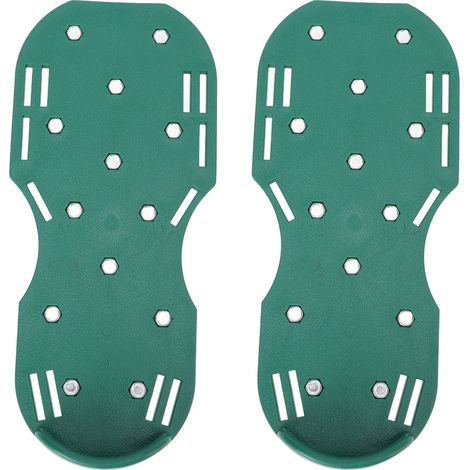 Chaussures aératrices de pelouse en plastique et alliage de zinc avec boucles, crampons et sangles réglables, accessoires de jardin, vertes (1/5)