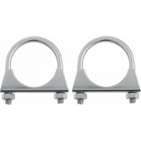 2x Collier pot échappement universel 76mm tracteur 2 vis tuyau tube acier fixation support serrage à vis voiture véhicule (1/2)