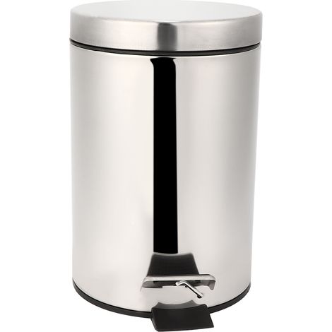 Poubelle à pédale en acier inoxydable 3L pour maison, poubelle de cuisine compacte avec couvercle, conteneur à déchets ménager (1/5)