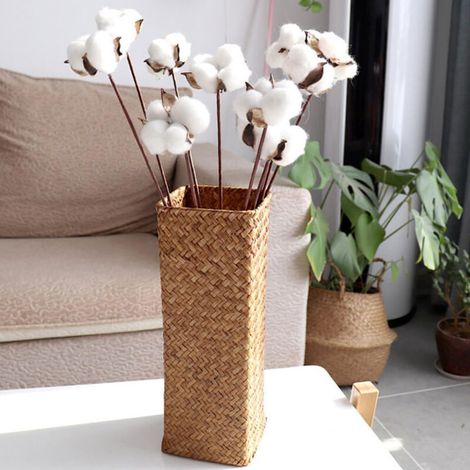 Vaso per fiori in rattan, cestini in bambù, vasi decorativi per fiori, cesto per frutta, vaso per fiori, vasi alti per decorazione (1/4)