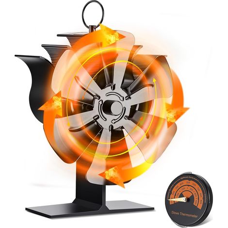 Dengmx-Ventilateur de Poêle à Bois - aluminium et bois, 20 dB, Thermomètre - maison / confort thermique (1/5)