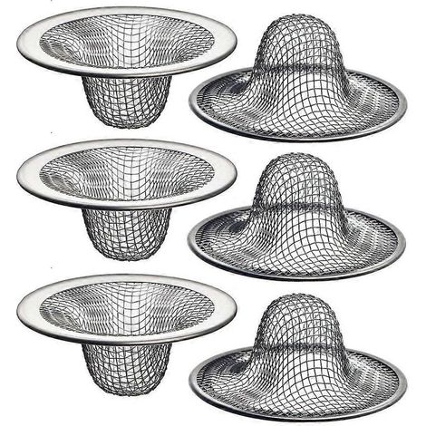 Lot de 6 crépines d'évier en maille, diamètre supérieur 5,4 cm, diamètre inférieur 2,5 cm, panier attrape-cheveux, idéales pour lavabo, évier utilitaire, buanderie et autres surfaces (1/5)