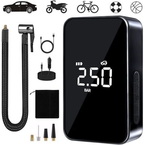 Compresseur à air portable 6000mAh – Gonfleur électrique 150PSI – Affichage numérique LED – Alimentation USB-C – Idéal pour pneus de voiture, moto, vélo