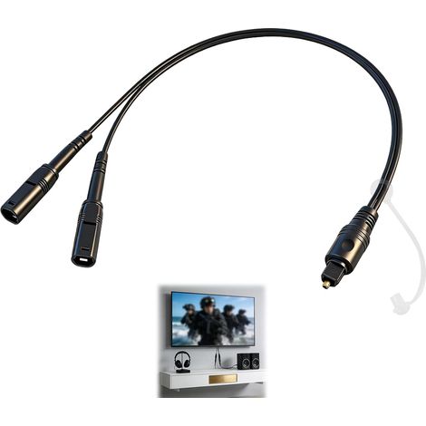 Répartiteur Audio Optique Toslink 1 Entrée vers 2 Sorties ou 2 Entrées vers 1 Sortie - Câble Fibre Optique 1 Mâle 2 Femelles, Connecteur Plaqué Or, Compatible TV, Console, Barre de Son, Casque Audio (1/5)