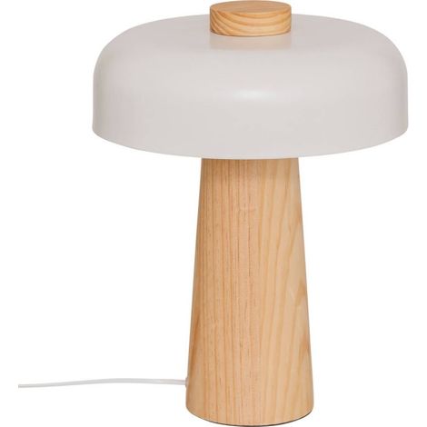 Lampe champignon métal blanc et bois Pola Atmosphera (1/5)