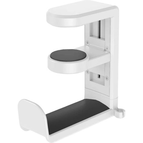 Support pour casque audio de bureau avec bras rotatif et système de rangement pour câbles (1/5)