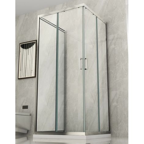 Box Doccia tre 3 Lati 6 mm 2 Scorrevoli Trasparente Anta fissa 70x 80 90 100 120 - Misura Box 3 Lati 75x75x75 (1/4)